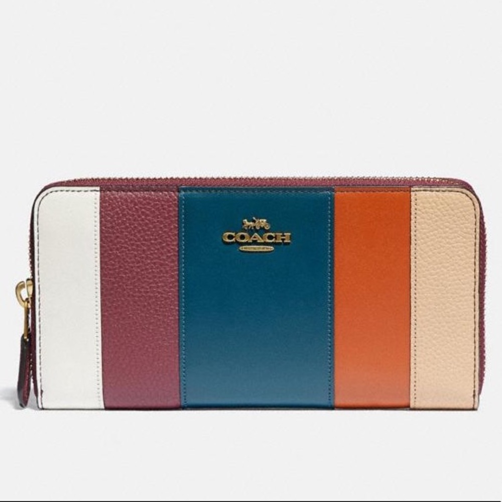Coach Accordion Zip Wallet With Patchwork Stripes
